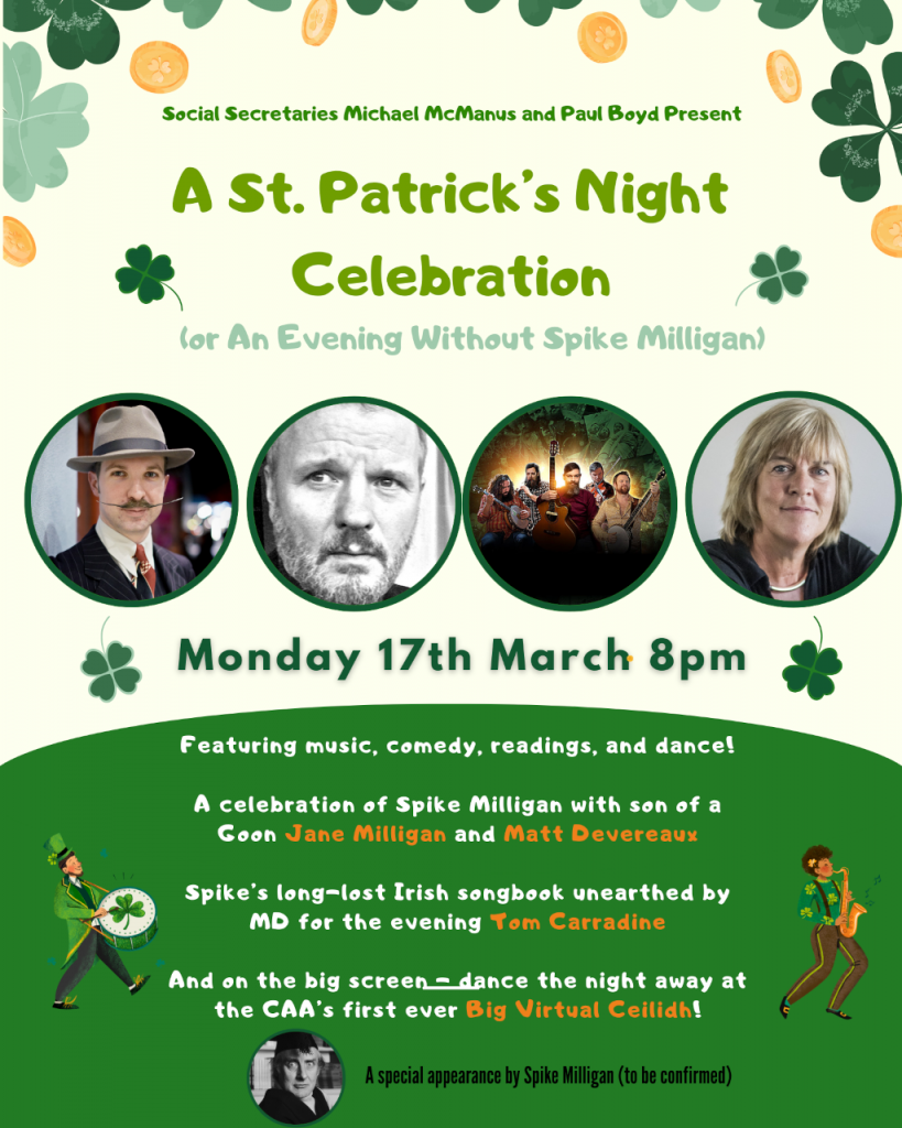 St. Patrick's Day event poster for the CAA London